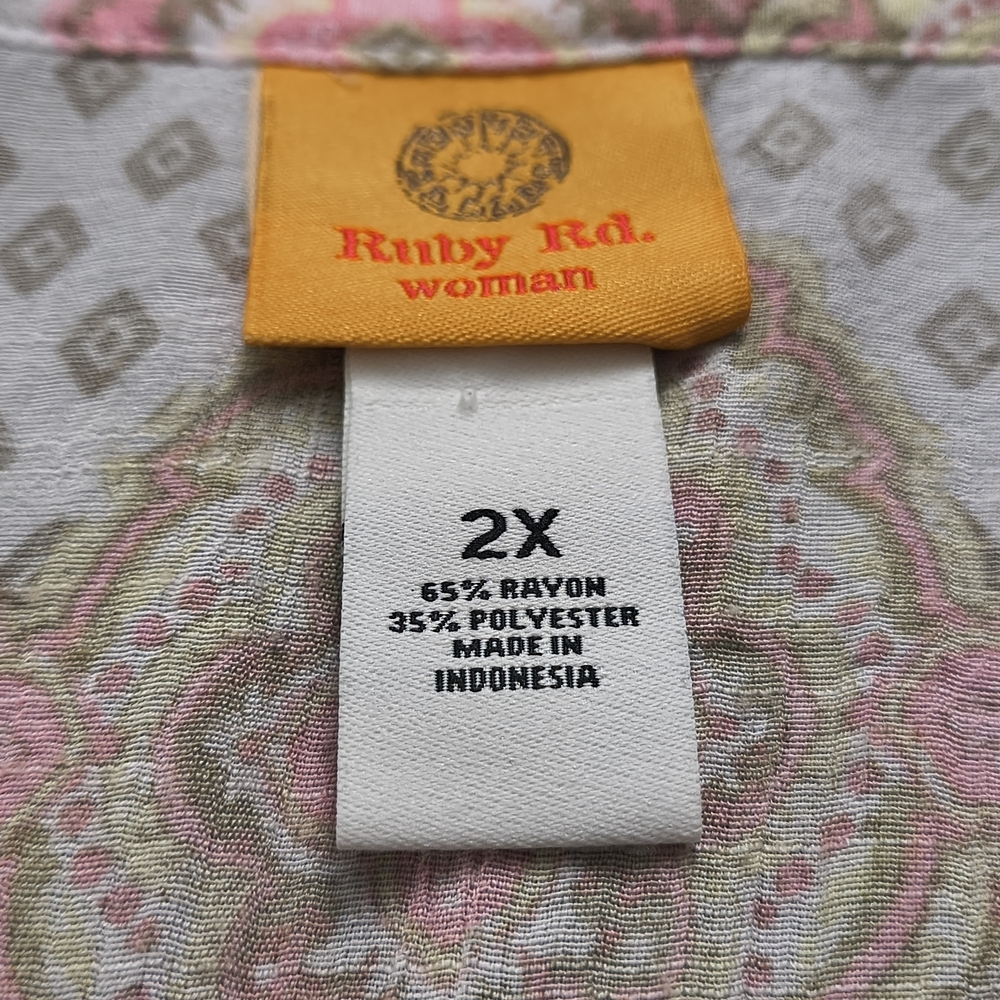 Women's Ruby Rd. Multicolor Boho Patchwork Blouse… - image 2